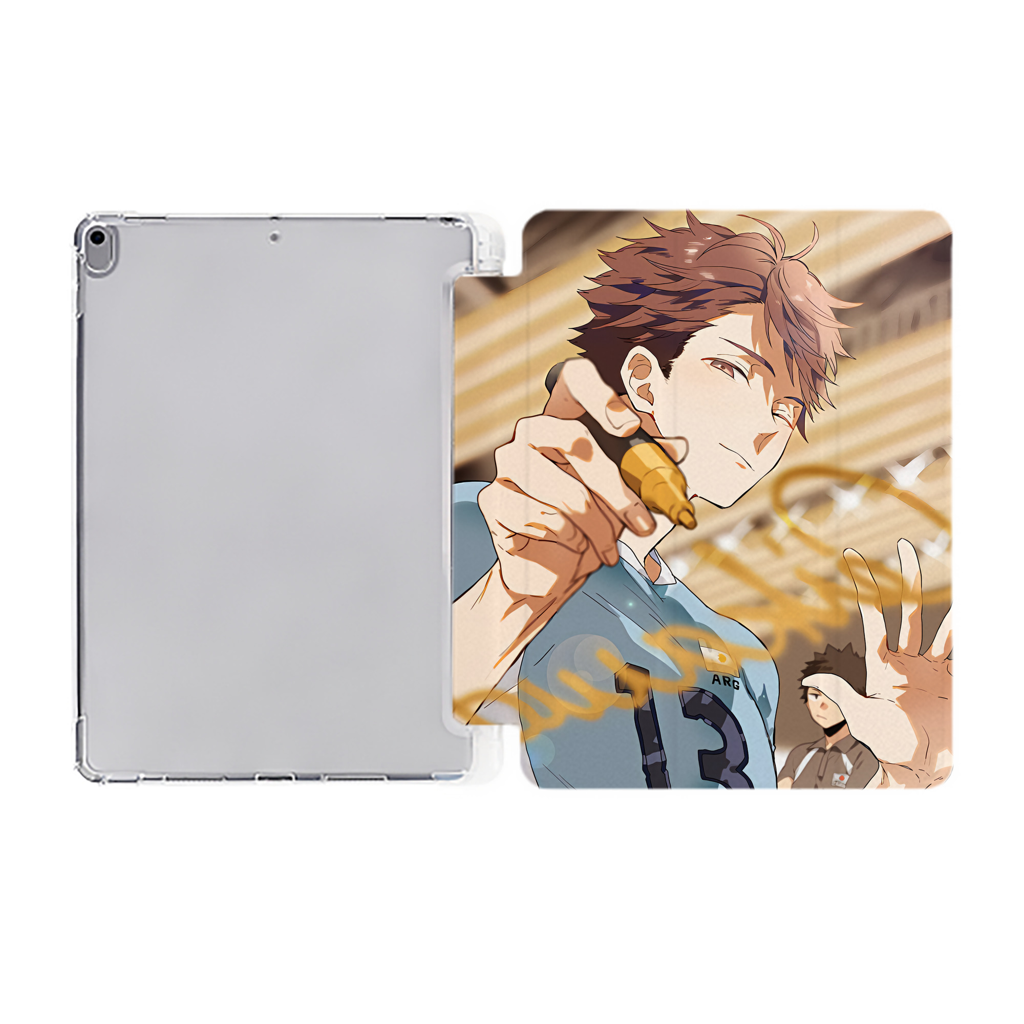 （画像用） ハイキュー!! Haikyu!! IPad ケース ペン収納付き 三つ折りスタンド PUレザー×シリコン 対応機種9.5/10.5/10.9インチ